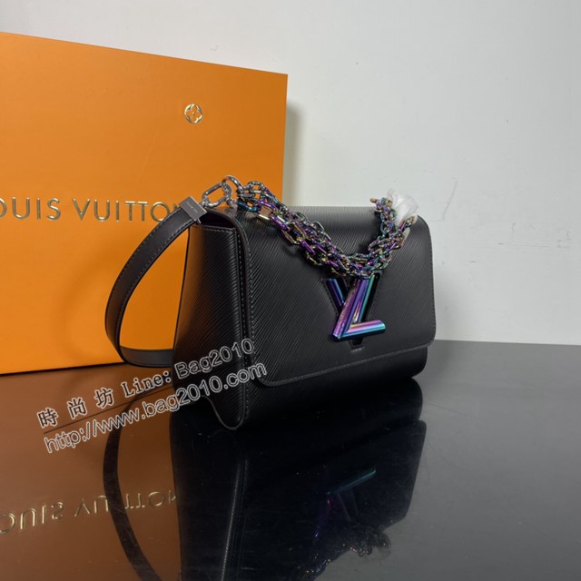 Lv路易威登2023專櫃新款Epi粒面皮革Twist中號手袋 LV虹彩手提鏈條單肩斜挎女包 M22028 M22029 ydh5053